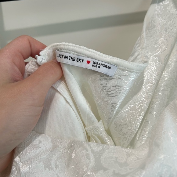 Lucy In The Sky Jacquard Mini Dress in White - Picture 6 of 6